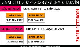 ANADOLU AÇIK ÖĞRETİM  AÖF  2023 AKADEMİK TAKVİM YENİ